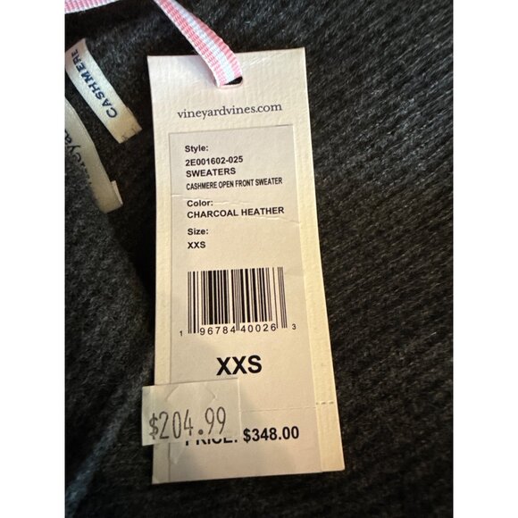 Vineyard Vines Women's XXS Cashmere Open Front Sweater Cardigan - New with Tag - Picture 2 of 3